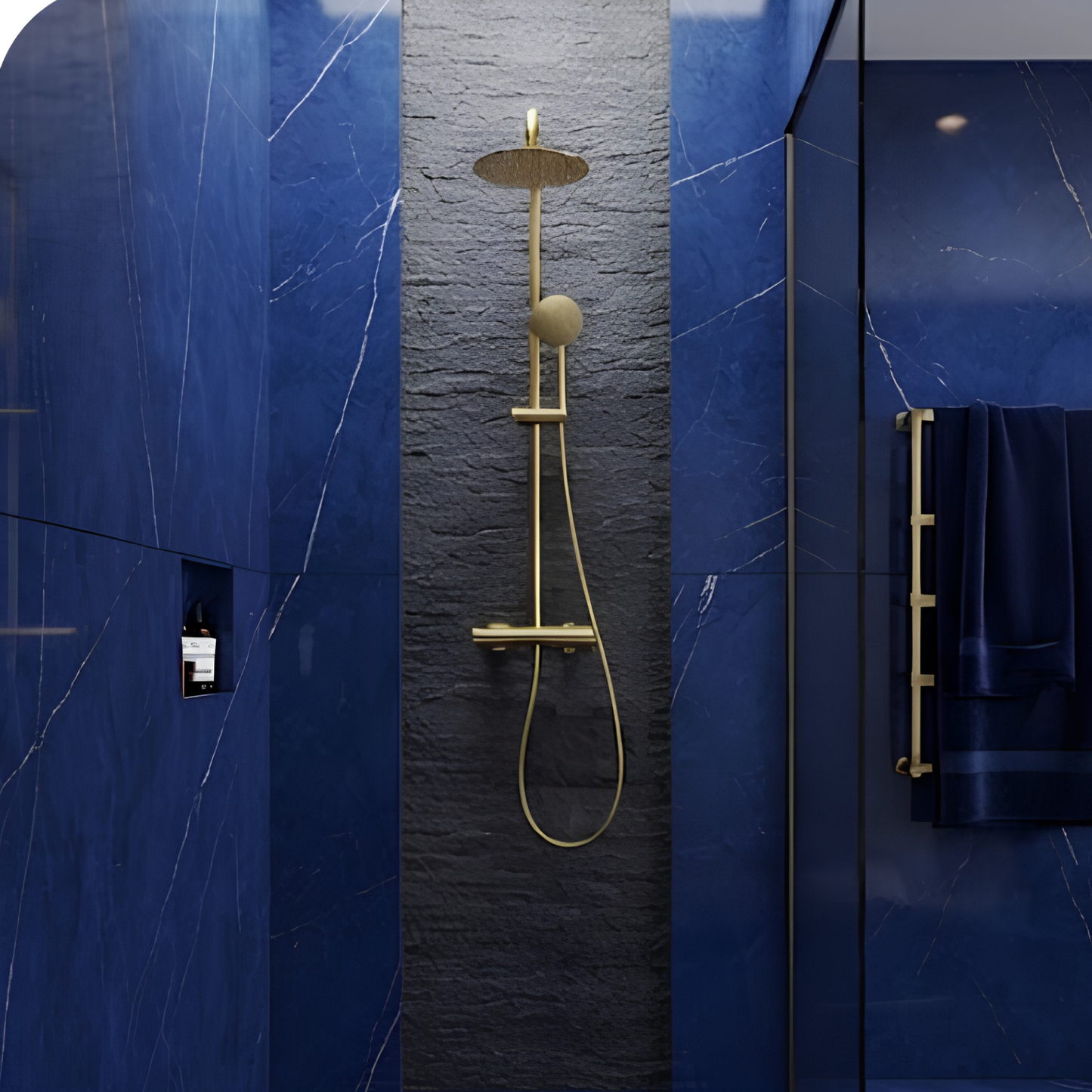 Douche de Pluie Thermostatique Dorée Laiton Luxe