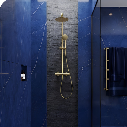 Douche de Pluie Thermostatique Dorée Laiton Luxe