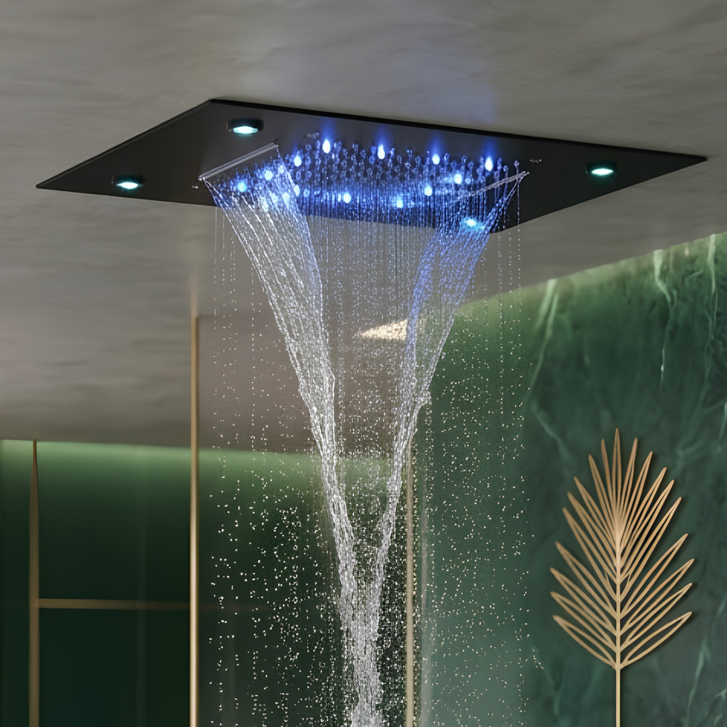 Système Douche Thermostatique LED Noir Mat