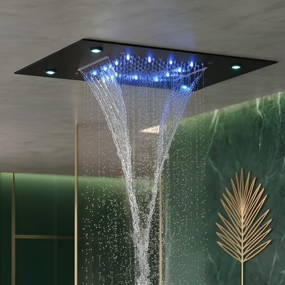 Système Douche Thermostatique LED Noir Mat