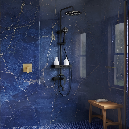 Ensemble Robinetterie Douche Noir Laiton Air Boost