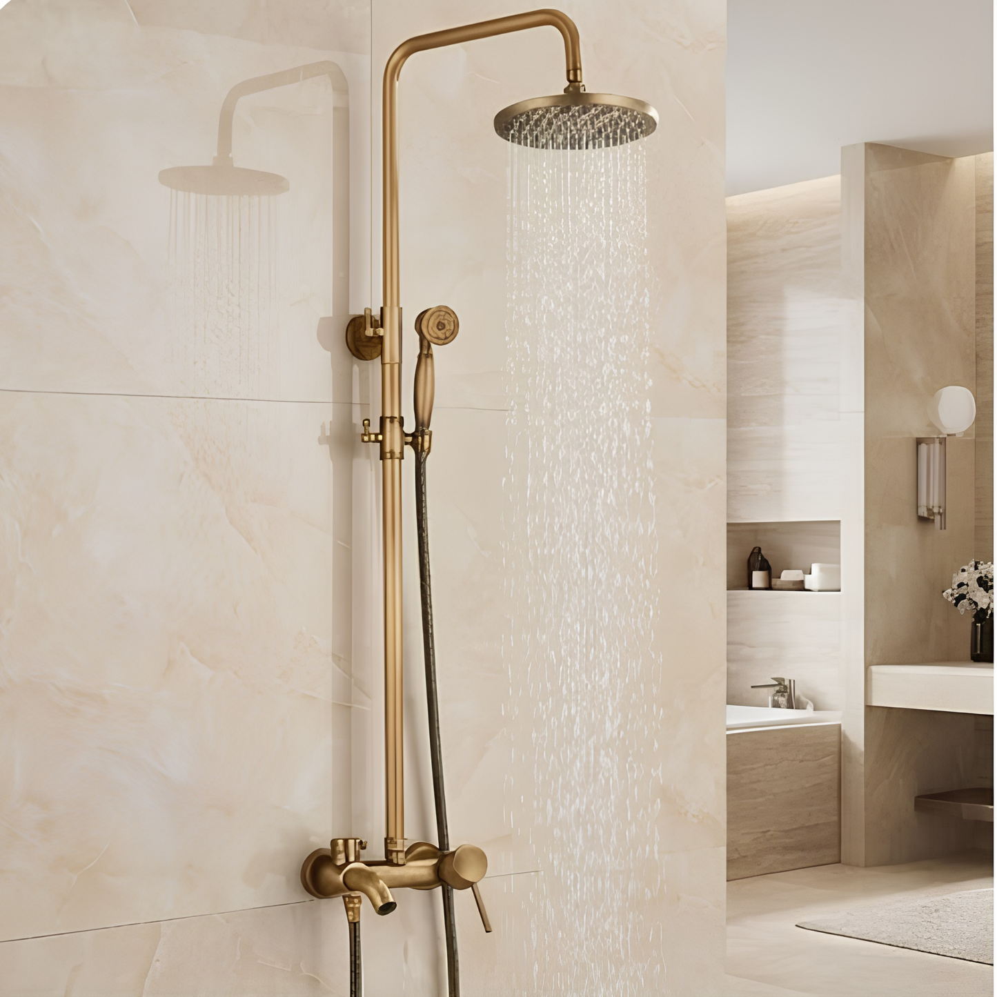 Ensemble Douche Laiton Antique SHBSHAIMY : Pluie & Douchette