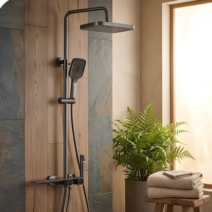 Système Douche Luxe Cascade Gris Anthracite