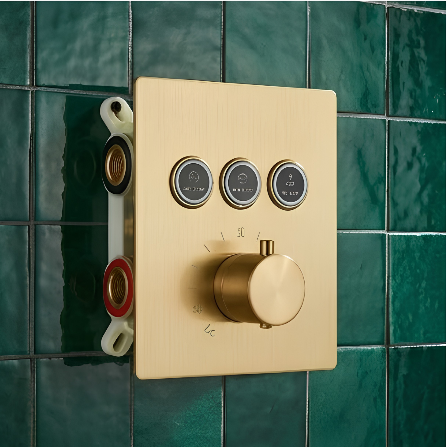Système Douche Thermostatique LED Or Brossé