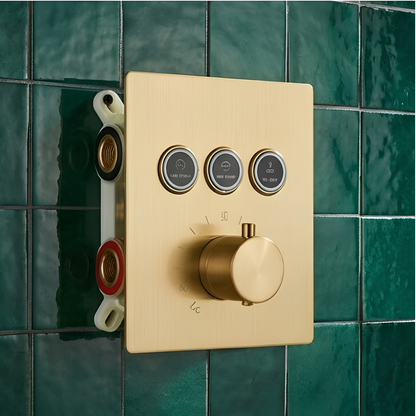 Système Douche Thermostatique LED Or Brossé