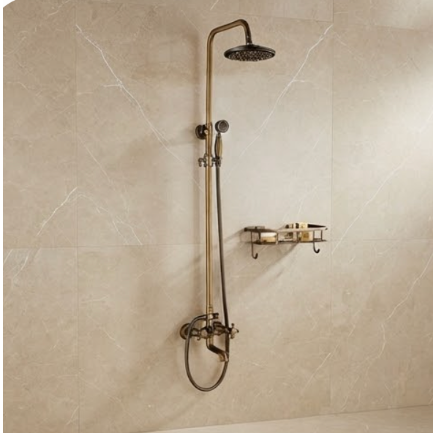 Ensemble Robinet Douche Laiton Antique 8 Pouces