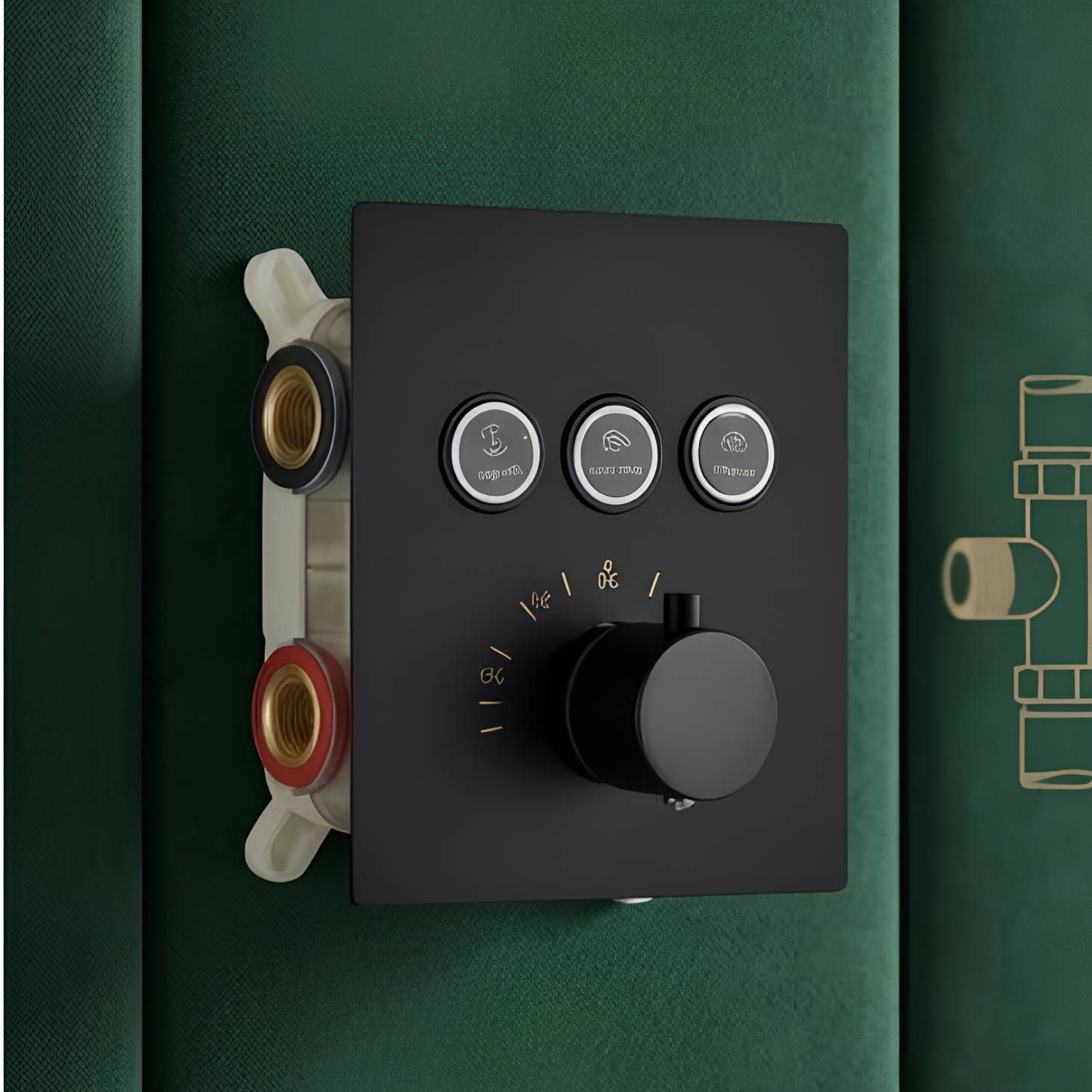 Système Douche Thermostatique LED Noir Mat