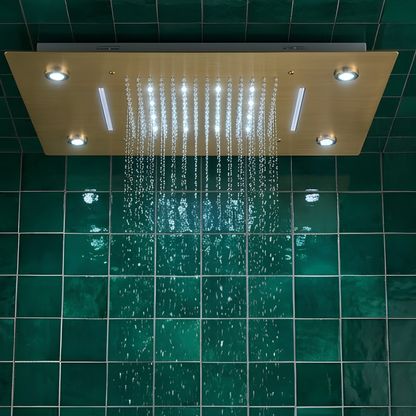 Système Douche Thermostatique LED Or Brossé