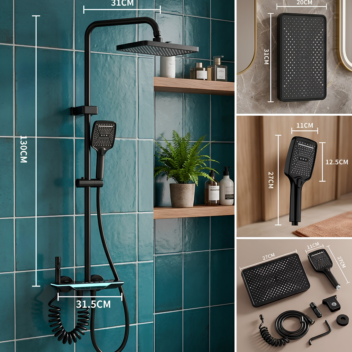 Douche Thermostatique LED Effet Pluie