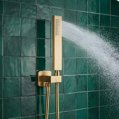 Système Douche Thermostatique LED Or Brossé