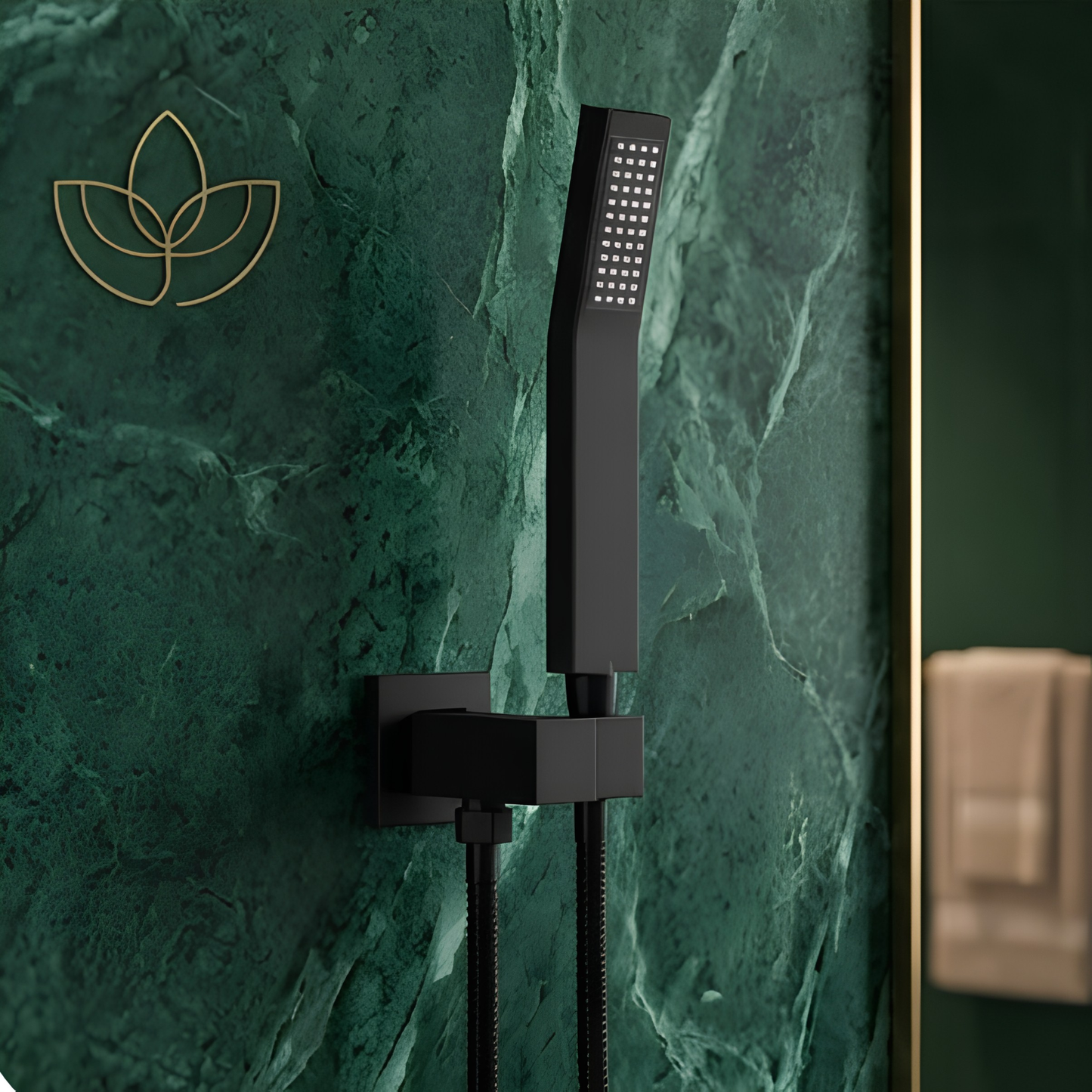 Système Douche Thermostatique LED Noir Mat