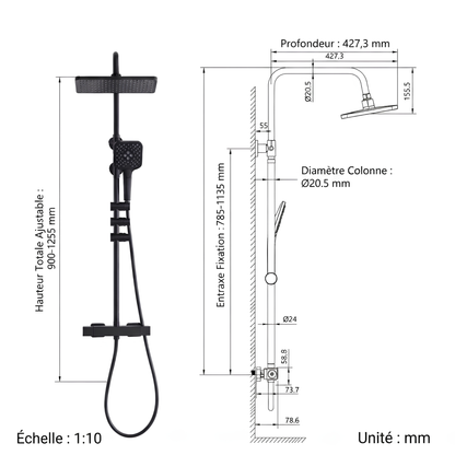 Colonne de Douche Thermostatique Noire