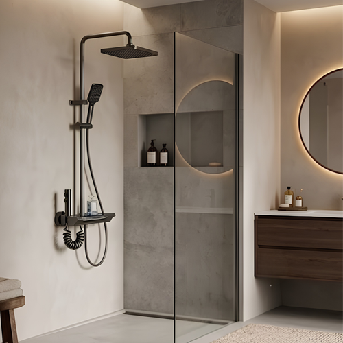 Système de Douche LED Thermostatique Laiton