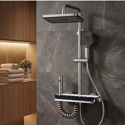 Système Douche Laiton LED Numérique Premium Blanc
