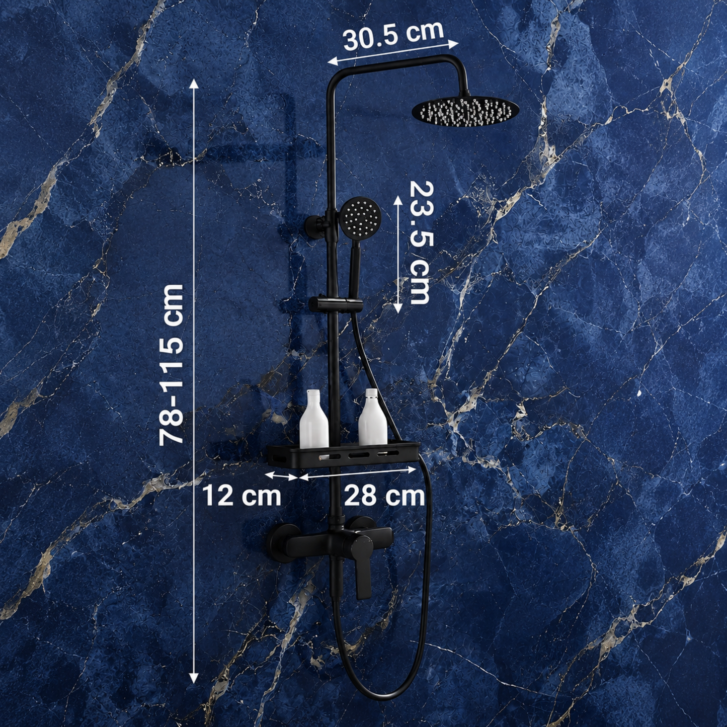 Ensemble Robinetterie Douche Noir Laiton Air Boost
