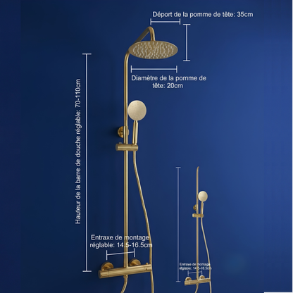 Douche de Pluie Thermostatique Dorée Laiton Luxe