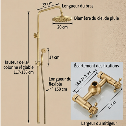 Ensemble Robinetterie Douche Laiton Antique Rétro