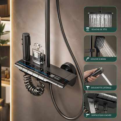 Système de Douche LED Thermostatique Laiton