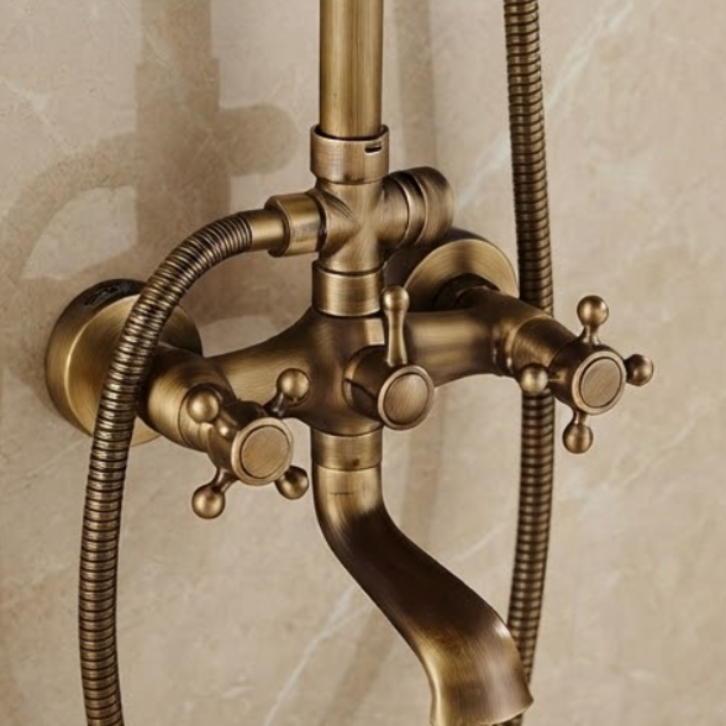 Ensemble Robinet Douche Laiton Antique 8 Pouces