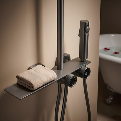 Système Douche Luxe Cascade Gris Anthracite
